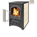 Печь - Камин Везувий ПК -01 (205) с плитой и т\о бежевый\красный 12 кВт (200 м3) ⌀115 мм