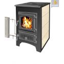 Печь - Камин Везувий ПК -01 (270) с плитой и теплообменником  бежевый\красный 9 кВт (150 м3) ⌀115 мм