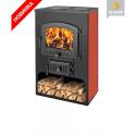 Печь - Камин Везувий ПК -03 (224) с плитой ' Везувий В3",красный 12 кВт (200 м3) высокий  ⌀ 150 мм
