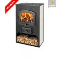 Печь - Камин Везувий ПК - 03 (224) с плитой "Везувий B3", бежевый 12 кВт (200 м3) , высокий ⌀ 150мм
